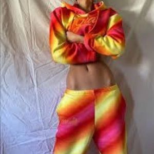 I.AM.GIA Sarai Red Rainbow Tie Dye Sweat Set Sweater and Sweats
